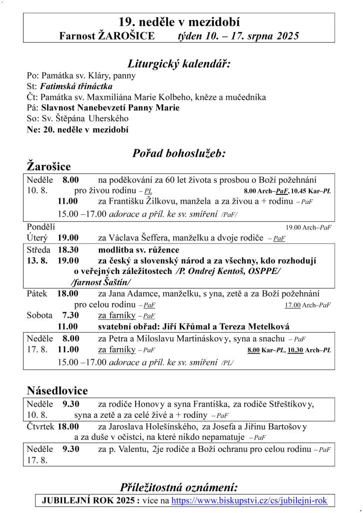 19&nbsp;neděle v&nbsp;mezidobí 25