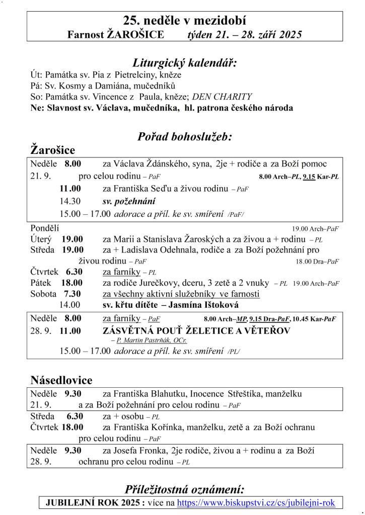 25&nbsp;neděle v&nbsp;mezidobí 25