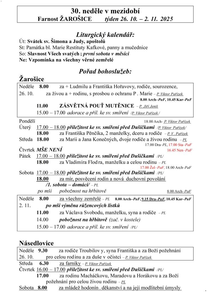 30.&nbsp;neděle v&nbsp;mezidobí 25
