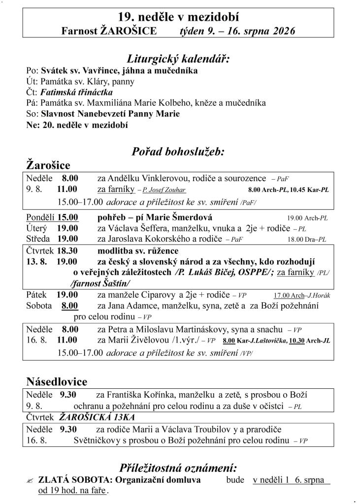 19&nbsp;neděle v&nbsp;mezidobí 26