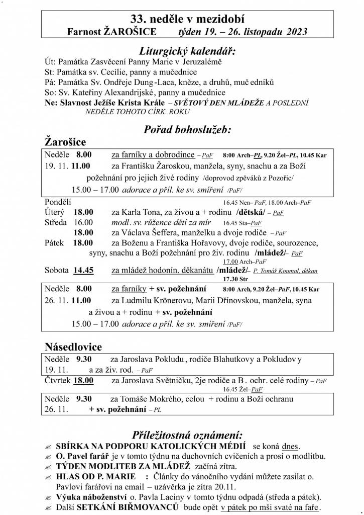 33a neděle v mezidobí 23