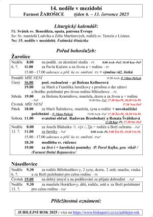 14 neděle v mezidobí 25