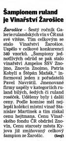 Šampionem ruland je Vinařství Žarošice